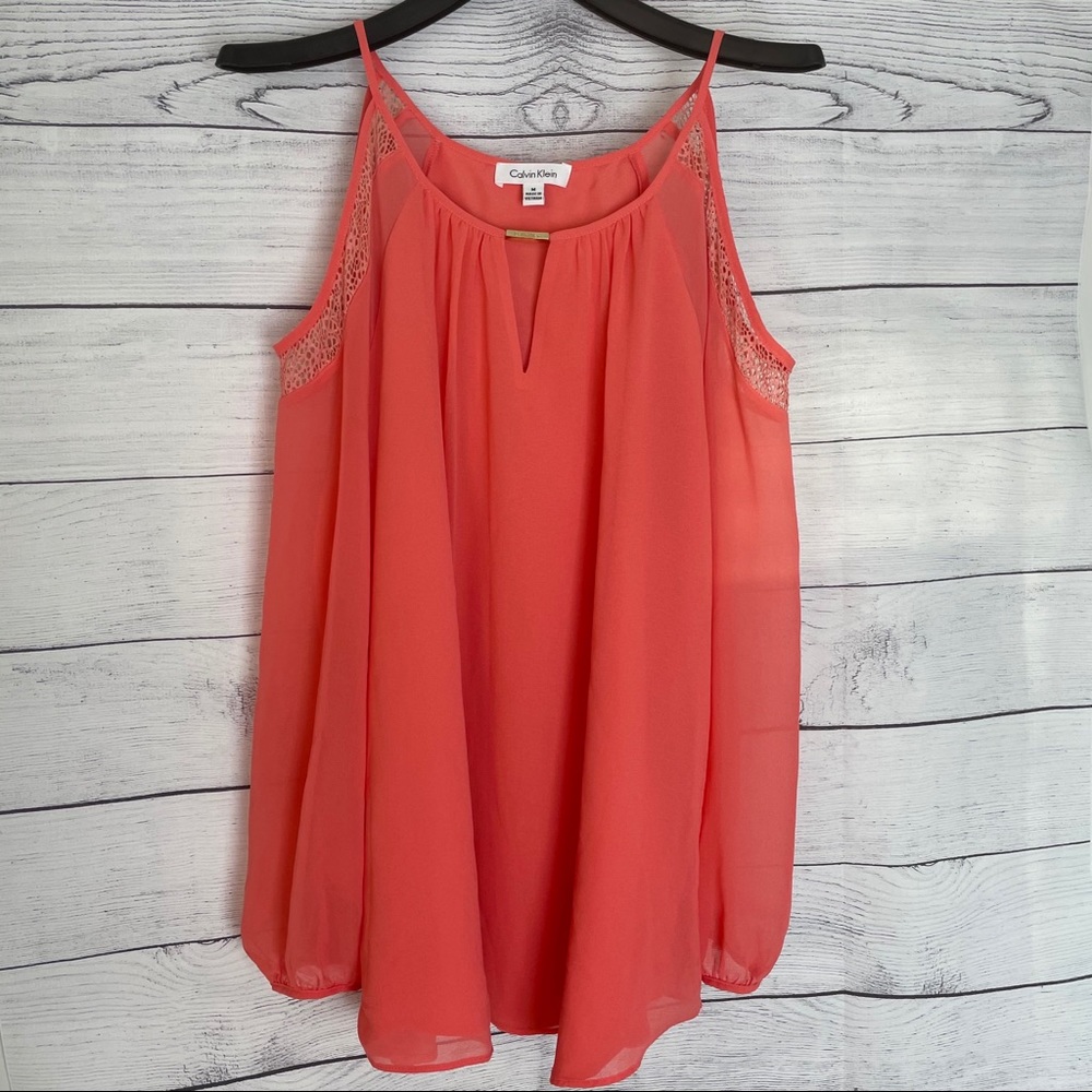 NWOT Calvin Klein Chiffon Tunic Cold Shoulder